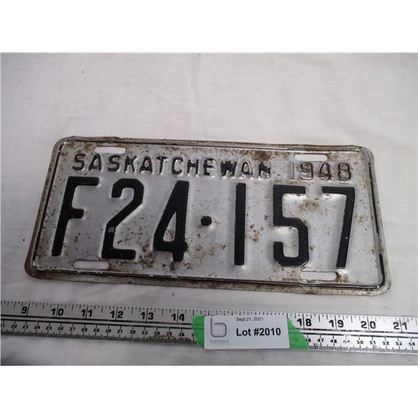 1948 Sask License Plate