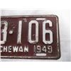 Image 3 : 1949 Sask License Plate