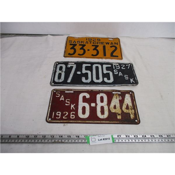 1926,27,29 Sask License Plates