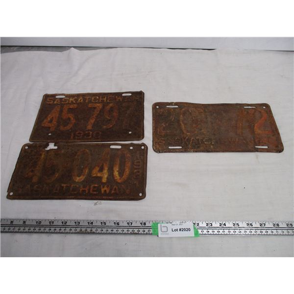 1930-31-40 Sask License Plates