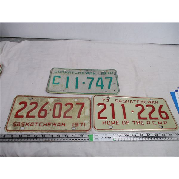 1970,71,73 Sask License Plates