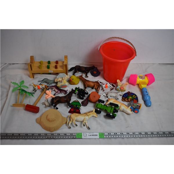 Farm Animals, wooden blocks, misc toys