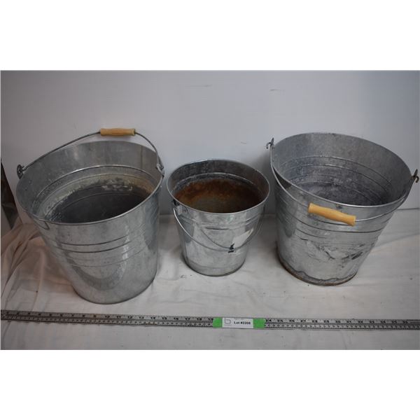 3 Galvanized Pails