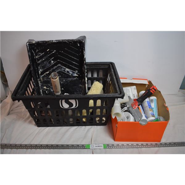 Painting supplies, light switches, silicone tubes, misc