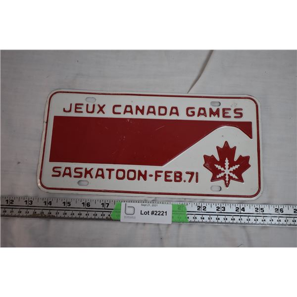 Saskatoon Canada Games 1971 license plate