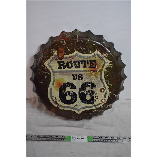 Route 66 bottle cap tin sign