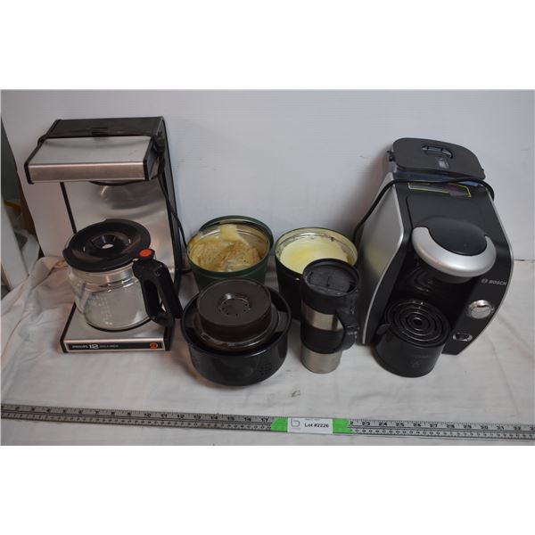 Coffee Makers in Tub with Citronella Candles