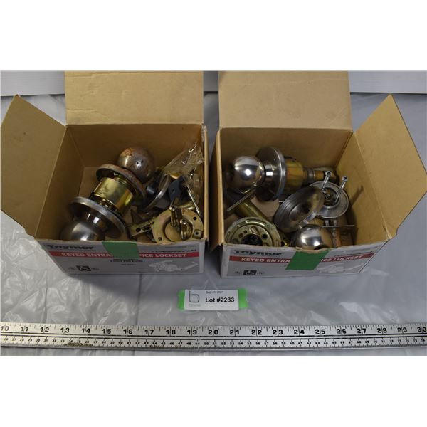 Two sets of door handles + deadbolts (say keyed alike but missing keys)