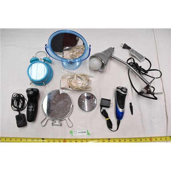 Electric Razors, Bathroom mirrors, Clock