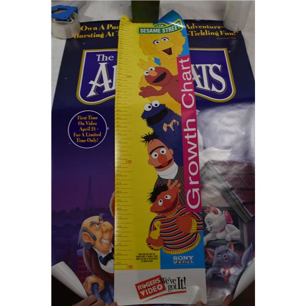 Walt Disney aristocats posters + sesame street growth chart