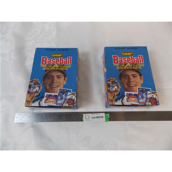 2 boxes of leaf baseball puzzle cards