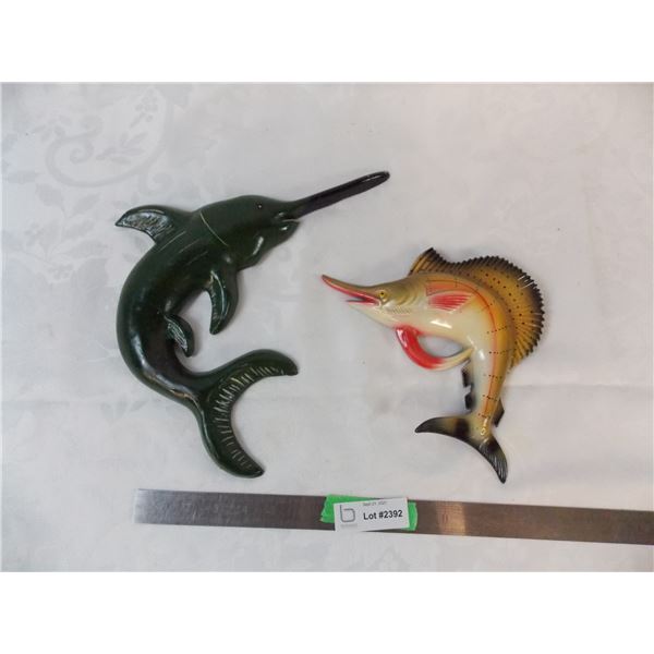 1956 Chalkware swordfish + plastic wall hanger