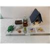 Image 1 : Birdhouse with ceramic trinket box, candle holders, bird coasters and  various ornaments