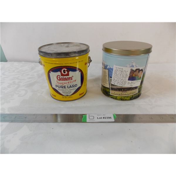 Gainers Superior Pure Lard 3LB tin + Camp Crooked Cliff tin