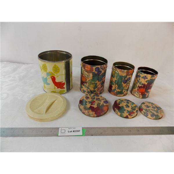 Vintage Procter and Gamble Tin Can + 3 stacking storage tins