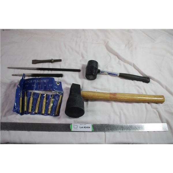 8pcs punch set (missing 1) + other punches + rubber mallets