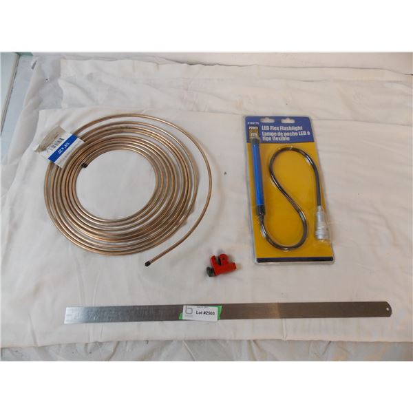 Nickel copper tube + tube cutter + LED flex flashlight