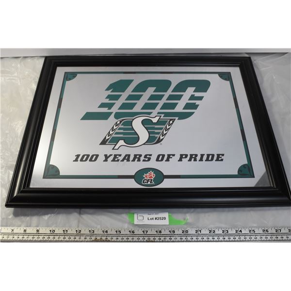 Sask roughriders 100 years mirror 22.5"x17"