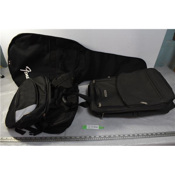 Guitar bag, small suitcase & 2 padded connectable bags