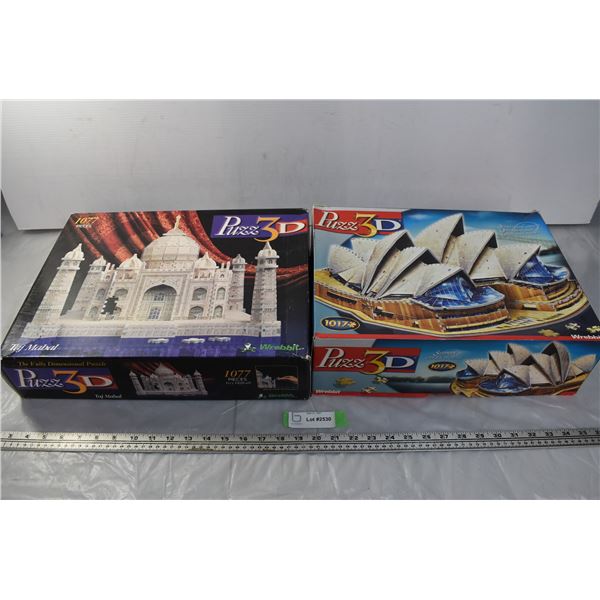 Taj Mahal & Sydney Opera House 3D puzzles. Open boxes.