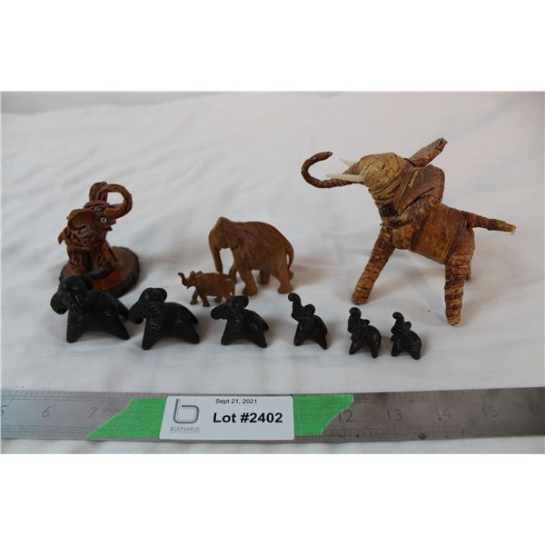 Miniature carved elephant ornaments