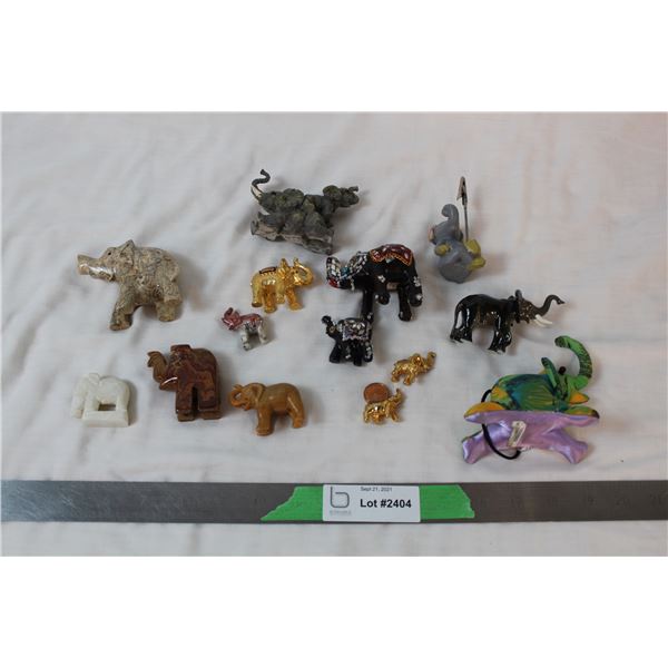 Small stone elephant ornaments + miniature oriental design + gold colored heavy miniatures