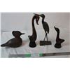 Image 1 : Wooden duck carvings, iron wood heron carving and  duck ornament