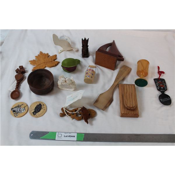 Wooden ornaments + glass bird ornament