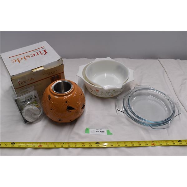 Glass fireside Fireburner - Orange. 2 Casserole dishes