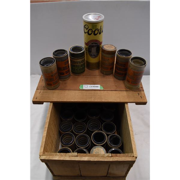 Wood box w/ Phonographic cylinders