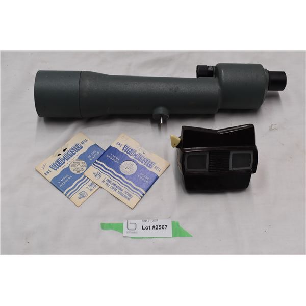 Vintage Viewmaster with 2 slides & Old telescope