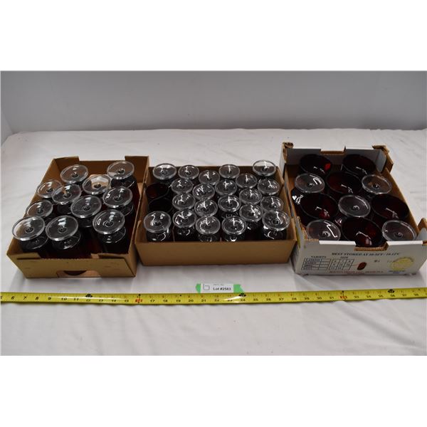 3 Boxes of Ruby Glasses