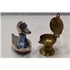 Image 4 : Copperhead pheasant ornaments with Metal Duck bank + metal trinket genie lamp