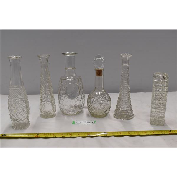 Cut Glass Decanter (potter distileries canada) + vases