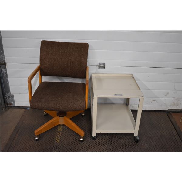 Office Chair and Metal Stand on Rollers