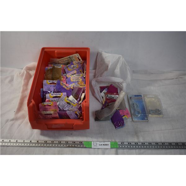 Storage container with wood screws + screw hooks