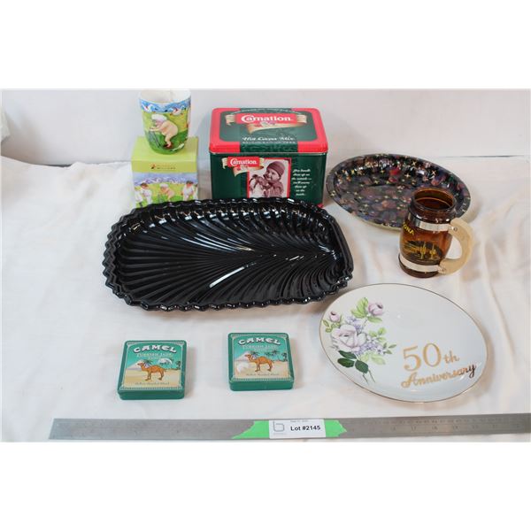 Misc Collectors Tins + Plate + serving trays and new mug