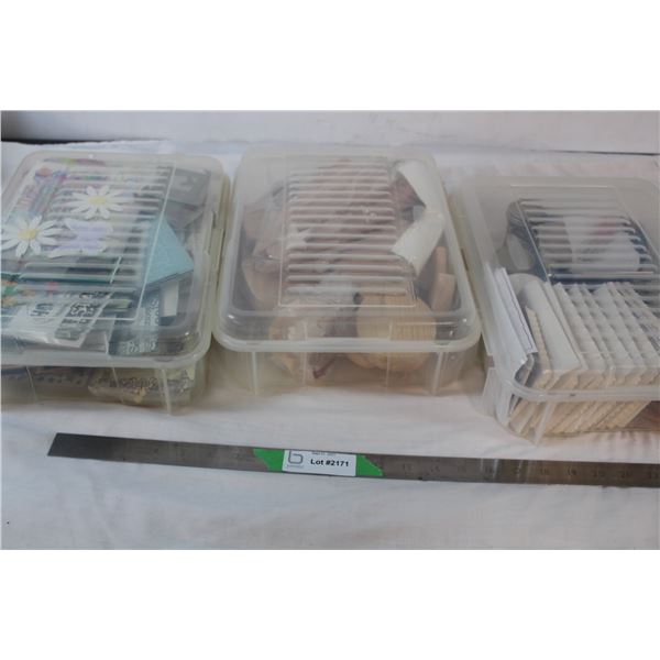 3 containers of crafting supplies