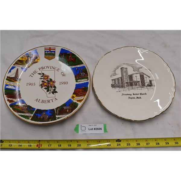 22k Gold rimmed Broadway Church plate. Province of Alberta plate