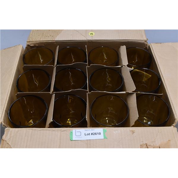 Box of 12 yellow tinted glasses