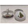 Image 4 : White glassware. Decorative plate, tea items, 2 christimas dishes