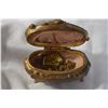 Image 2 : Antique Trinket Box with miniature pewter item (jewellery inside)