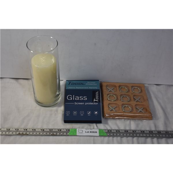 Screen Protector for S9 Plus, Candle with Holder, Wooden Tic Tac Toe Game