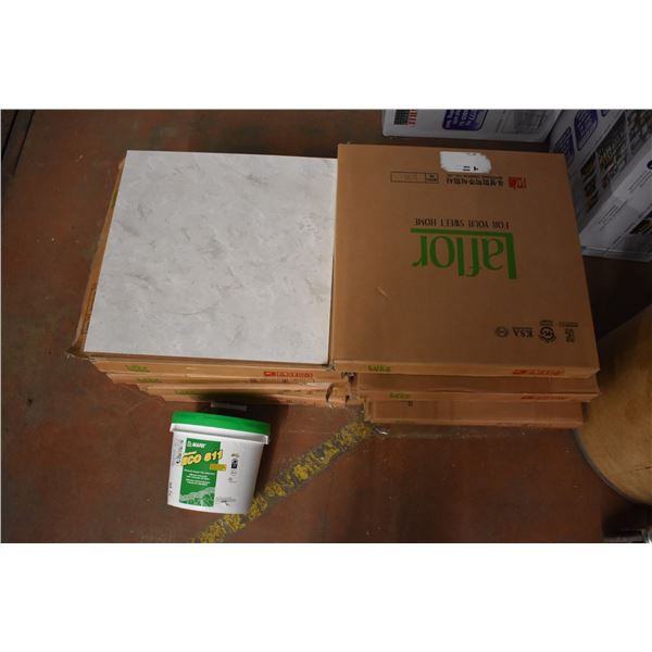 (13) packages of Laflor Vinyl flooring -455x455x3mm (16pcs per pack) + Ultrabond 811 Glue (new bucke