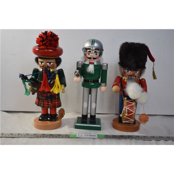 3 Large Nutcrackers - Football player + 2 handcrafted in Germany (approx 12" tall)