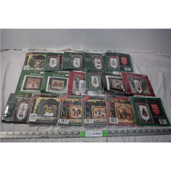 Lot of Christmas Cross-stitch and Button/Bead Kits