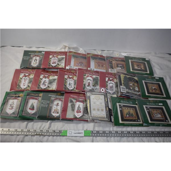 Lot of Christmas Cross-stitch and Button/Bead Kits