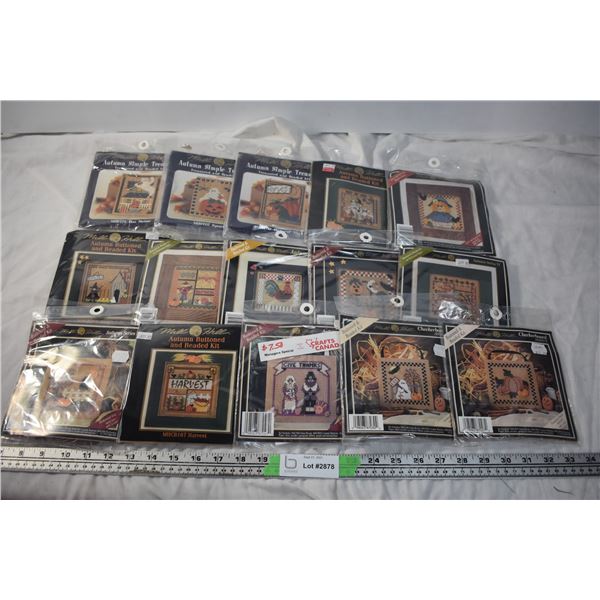 Lot of Autumn Cross-stitch and Button/Bead Kits