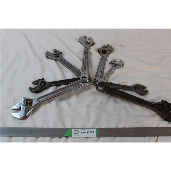 8 various sized crescent wrenches