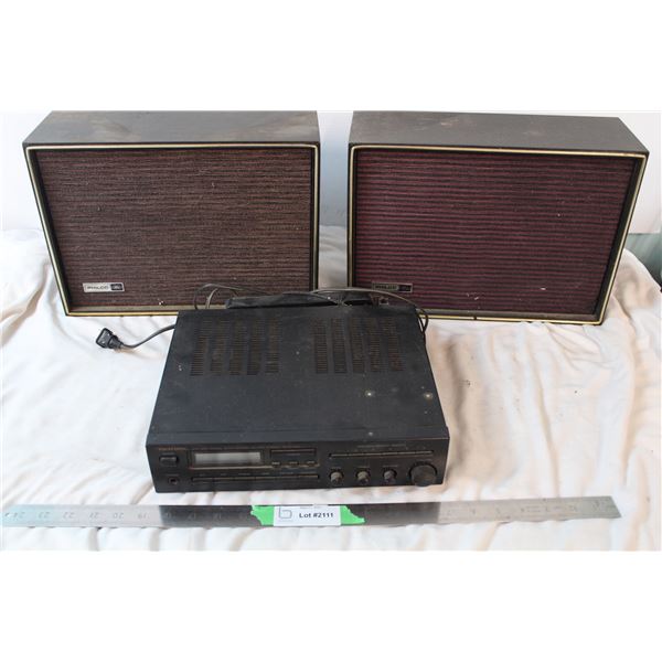 PhilCo FORD Speakers + Vintage Stereo Receiver